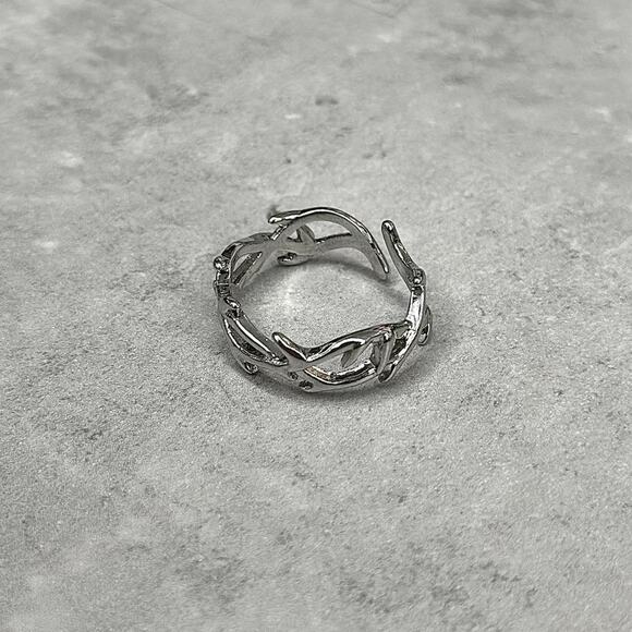 Silver barbed wire unique chrome MENS2 - Picture 1 of 3